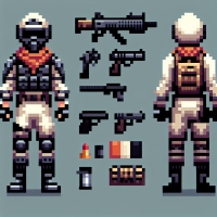 create a 2d character for a shooter game shown from above and pixelated like the old games