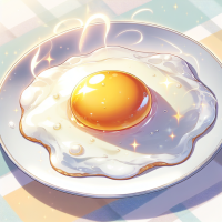 a anime sunny side up egg on plate delicious anime