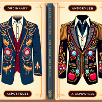 BOOK COVER SHOWING ONLY JACKET AND BEDAZZLED ELVIS JACKET for a book titled APOSTLES. No facial image