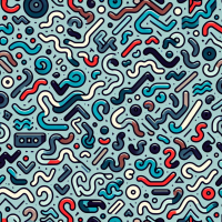 y2k, hipster pattern using cool array of squiggles, keep the colours calm and neat e.g., soft blues, dark greens, deep crimsons etc. 