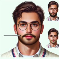 Make a photo of my friend, who is a boy 28 years old, he has a oval face with french beard, wears round googles, has haircut like Virat Kohli, He has belly slightly out, He is medium fat and 5 feet 8 inches in height, He loves to play cricket ,His lips are a bit broad