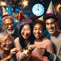 family celebrates new year 