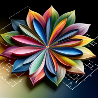 make a seven petals flower for a presentation. in each petal there is going to be text' keep that in mind. make each petal in different color, with about 50% opacity