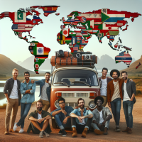 friends travelling around the world by car or motorhome called 