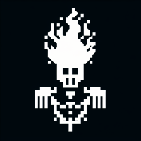  guardsman with a head of fire. Undertale-like sprite. Monochrome. Only white color. 