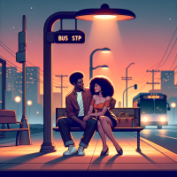 Make a picture based on my reddit username bus stop romance