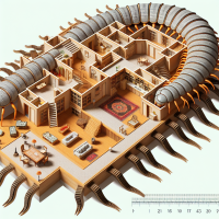 small centipede shape house design floor plan 