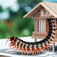 small centipede shape house design wood details 