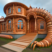 centipede shape house design small details of woods