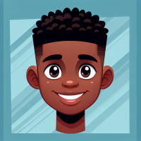 Create a Bitmoji for a young, black teenage boy with short hair